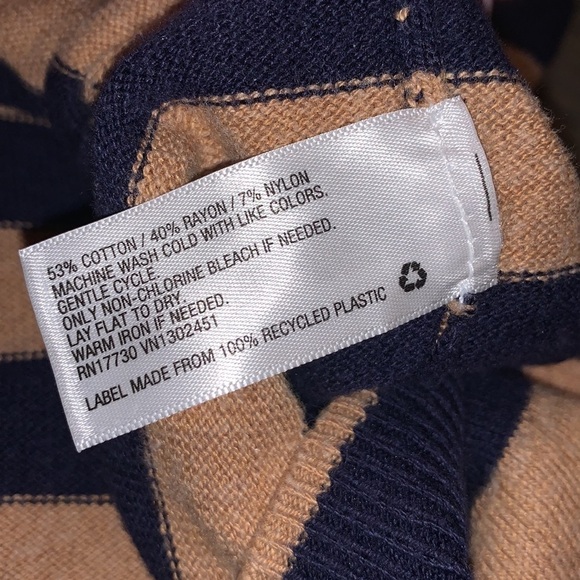 a new day Scoop Neck Sweater Size Medium Tan/Navy Stripes - Picture 4 of 4